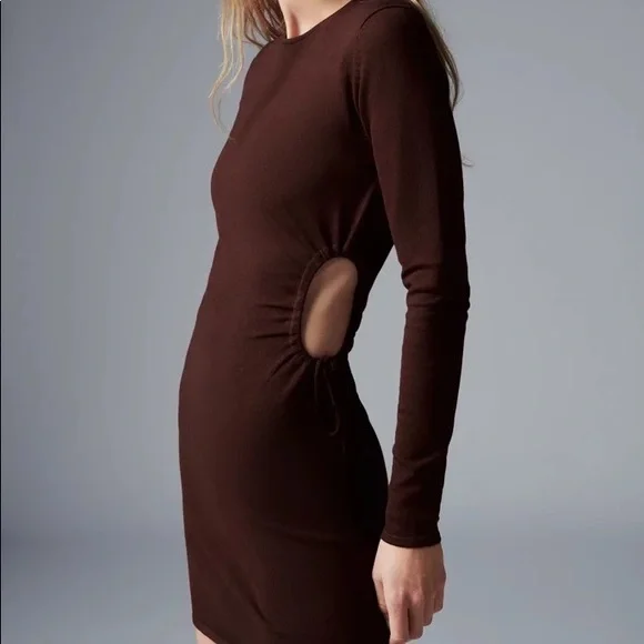 Zara | Dresses | Zara Cut Out Knit Dress Brown | Poshmark